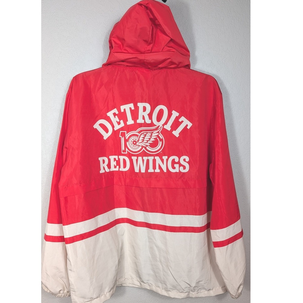 Detroit Red Wings Windbreaker Adult XL Full Zip Hooded NHL Jacket Little Ceasars